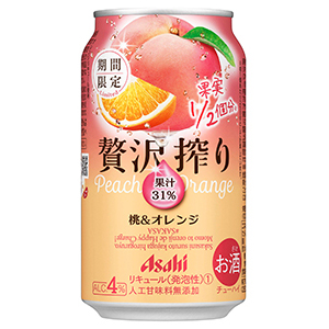 【限定】アサヒ　贅沢搾り　桃＆オレンジ　350ml　【バラ1缶】